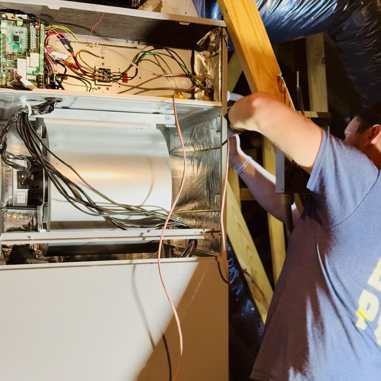 Retro Air Technician Performing A Repair