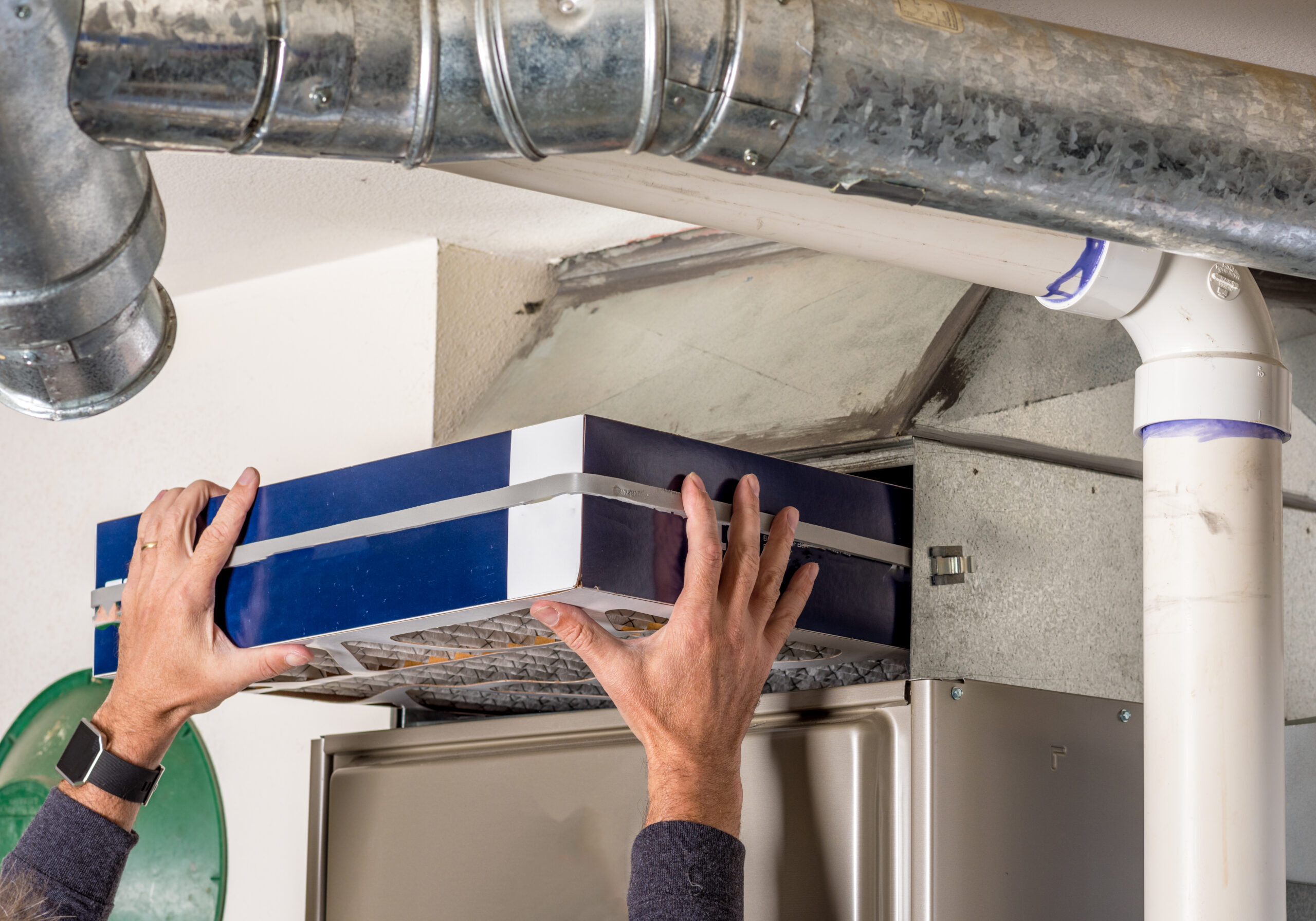 Home furnace air filter replacement