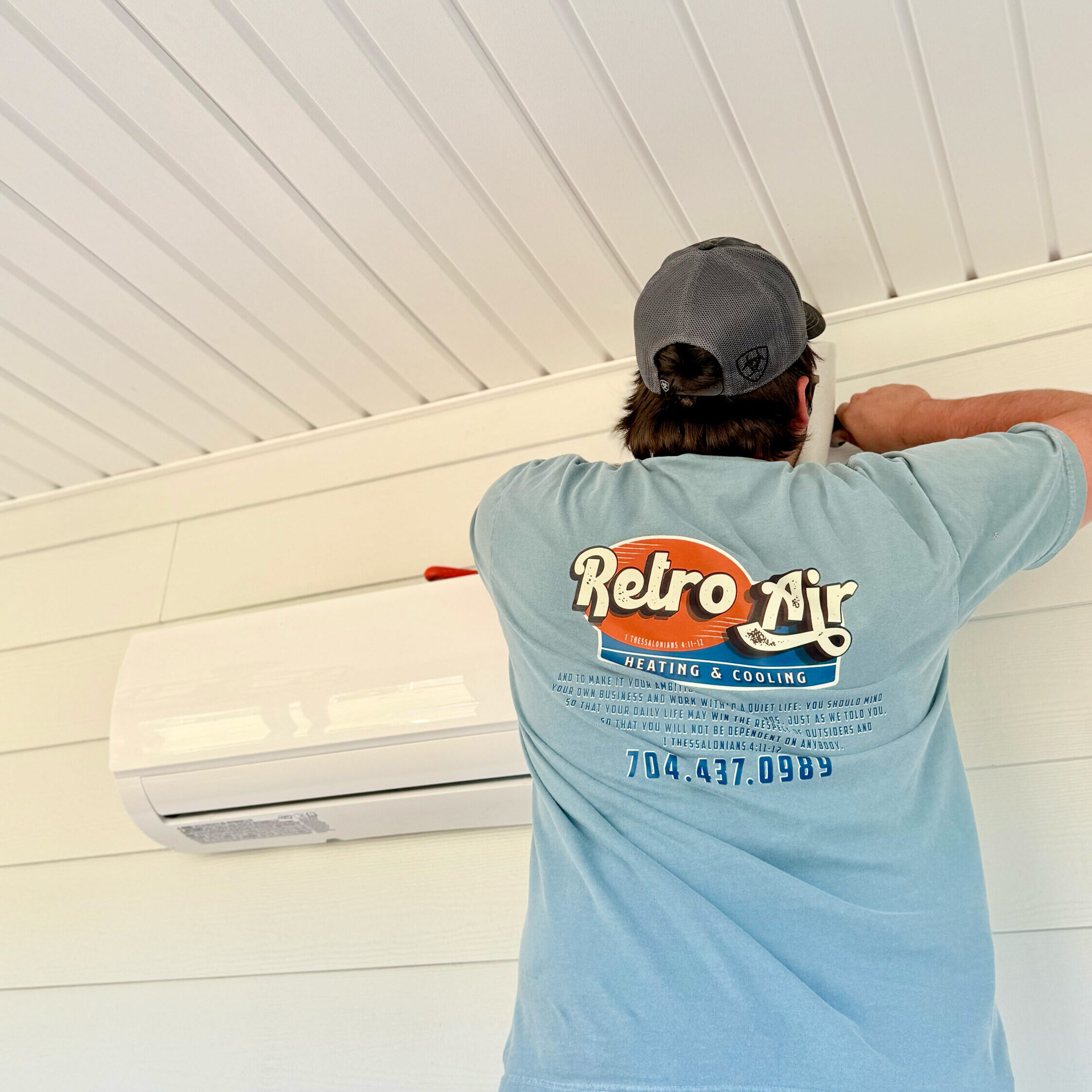 Retro Air Technician Performing An Install